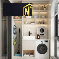 TỦ MÁY GIẶT KẾ HỢP TỦ TIỆN LỢI GỌN GÀNG ĐA NĂNG MẪU 15